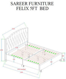 Sareer Furniture Felix Bed Frame, Contemporary Grey Upholstered Velvet Bed With Headboard - thumbnail 7