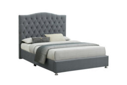 Sareer Furniture Felix Bed Frame, Contemporary Grey Upholstered Velvet Bed With Headboard - thumbnail 3