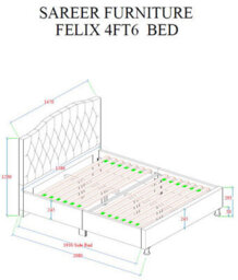 Sareer Furniture Felix Bed Frame, Contemporary Grey Upholstered Velvet Bed With Headboard - thumbnail 6