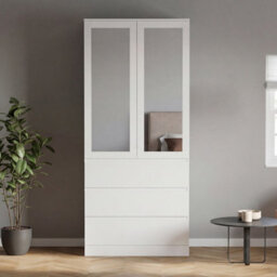 Lassic Vida Designs Denver 2 Door 3 Drawer Mirrored Wardrobe With Hanging Rail Bedroom Storage Cabinet, H 175 X W 77 X D 54 Cm, White - thumbnail 5