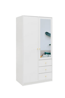 Arte Elegant White Matt Siena D2 Wardrobe 100Cm - Stylish Storage & Mirror Brightness - image 1