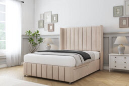 "Sloomy Melbourne Sand Naples Divan Bed Base No Drawers - 54"" Wingback Headboard & 12"" Footboard 6' Super King" - thumbnail 3
