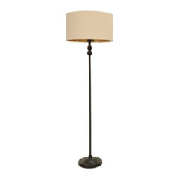Valuelights Maggie Black Metal Candlestick Floor Lamp With Beige And Metallic Gold Shade And Led Bulb - thumbnail 2