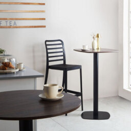 Wyld And Coco Garden Bistro Square Coffee Table 60 X 60 Cm Dark Brown Mdf Top Black Iron Base - thumbnail 2