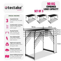 Tectake Folding Table Trestle Camping Party Picnic Bbq Stall Garden Indoor Outdoor - Black - thumbnail 2
