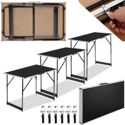 Tectake Folding Table Trestle Camping Party Picnic Bbq Stall Garden Indoor Outdoor - Black