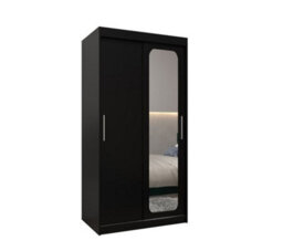 Arte Uppsala T2 Sliding Door Wardrobe 100Cm In Black - Sleek, Compact Mirrored Storage - thumbnail 2