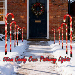 Shatchi 45 Led Outdoor Red Candy Cane Lights Set Of 5 - Battery Operated, 8 Modes, Timer, 55Cm - thumbnail 4