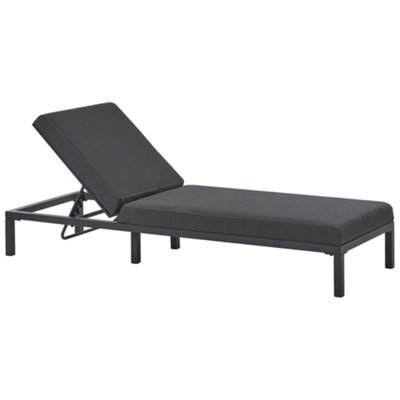 Beliani Sun Lounger Lariano Reclining Metal Graphite Grey - image 1