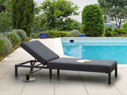 Beliani Sun Lounger Lariano Reclining Metal Graphite Grey - thumbnail 2
