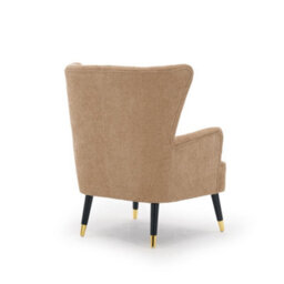Chenille Fabric Brown Accent Chair With Footstool Camila - Wingback Armchair, Doorstep Delivery - thumbnail 7