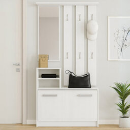 Kolom Shoe Cabinet With Hangers Modern Anteroom White - thumbnail 1