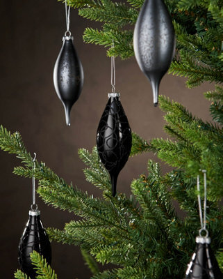 WeRChristmas Black Glass Christmas Baubles, 5 Pack, 15 Cm - image 1
