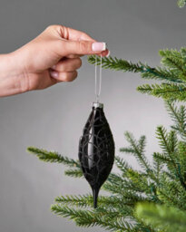 WeRChristmas Black Glass Christmas Baubles, 5 Pack, 15 Cm - thumbnail 3