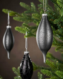 WeRChristmas Black Glass Christmas Baubles, 5 Pack, 15 Cm - thumbnail 2