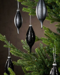 WeRChristmas Black Glass Christmas Baubles, 5 Pack, 15 Cm