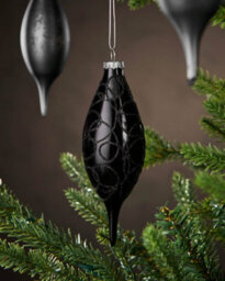 WeRChristmas Black Glass Christmas Baubles, 5 Pack, 15 Cm - thumbnail 4
