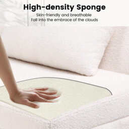Comhoma Sofa Bed 2-3 Seater Click Clack Sofa Bed 5-Gear Back Angle Adjustable Futon Sofa Lounge For Home, White-Teddy Velvet - thumbnail 9