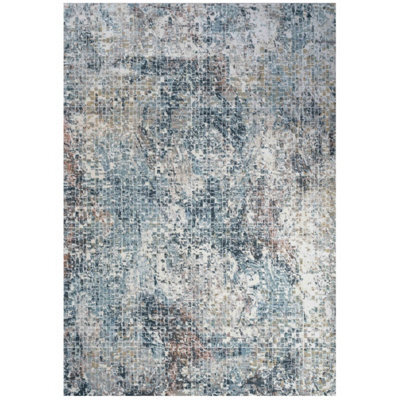 Loomed Blue Grey Contemporary Mosaic Pattern Area Rug 160X230Cm - image 1