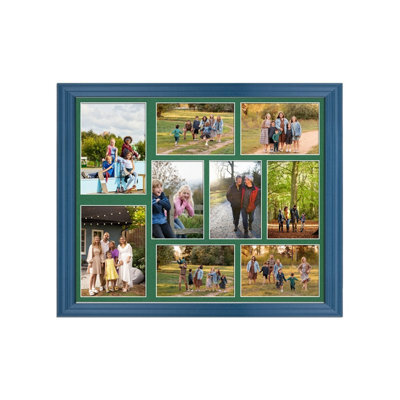 AK Frames 20X16 Navy Blue Classic Multi Photo Frame With Emerald Mount - Holds 9 Apertures (2X) 7X5, (7X) 6X4 Photos - image 1