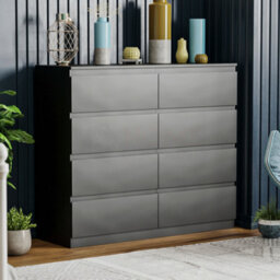 Lassic Vida Designs Denver Black 8 Drawer Chest (H)955mm (W)1200mm (D)400mm - thumbnail 1
