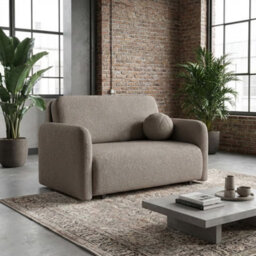 Viva Sun Ii Sofa Bed With Sleeping Function And Bedding Storage Freestanding Upholstered Back 130X103X85Cm Brown - thumbnail 1