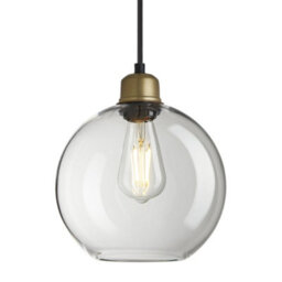 Industville Orlando Glass Globe Pendant - 9 Inch, Clear Glass Globe - 9 Inch, Brass Pendant Holder - thumbnail 1