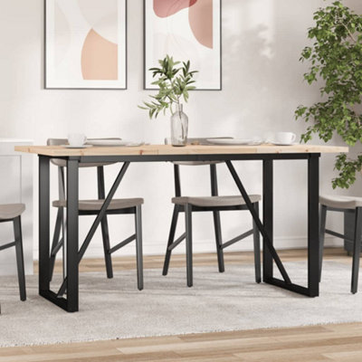 Berkfield Dining Table O-Frame 160X80X75.5 Cm Solid Wood Pine And Steel - image 1
