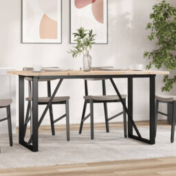 Berkfield Dining Table O-Frame 160X80X75.5 Cm Solid Wood Pine And Steel - thumbnail 1