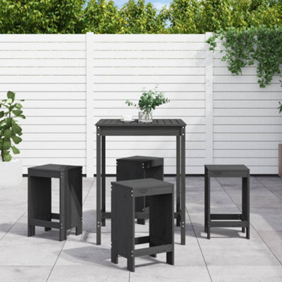 Berkfield 5 Piece Garden Bar Set Grey Solid Wood Pine - image 1
