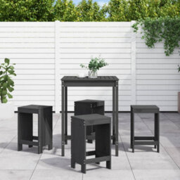 Berkfield 5 Piece Garden Bar Set Grey Solid Wood Pine