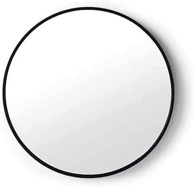 Biznest 40Cm Round Aluminium Frame Wall Mounted Mirror Bathroom Living Room Bedroom Home Décor (Black) - image 1