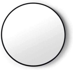 Biznest 40Cm Round Aluminium Frame Wall Mounted Mirror Bathroom Living Room Bedroom Home Décor (Black) - thumbnail 2