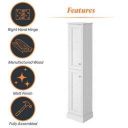 Plum&clay Fairmont White Traditional Floor Standing Bathroom Storage Cabinet Tall Storage Unit - thumbnail 5