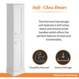 Plum&clay Fairmont White Traditional Floor Standing Bathroom Storage Cabinet Tall Storage Unit - thumbnail 3