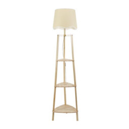 Valuelights Hiru Natural 3 Tier Shelf Floor Lamp With White Trim Scallop Shade - thumbnail 2