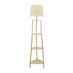 Valuelights Hiru Natural 3 Tier Shelf Floor Lamp With White Trim Scallop Shade - thumbnail 5