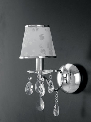 Luminosa Lighting Luminosa Boeme Wall Lamp With Shade Chrome, Crystals And 16X34Cm