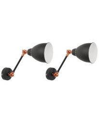 Beliani Graphite Grey Set Of 2 Wall Spot Lamps With Adjustable Metal Swing Arms - thumbnail 2