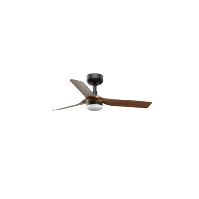 Luminosa Lighting Luminosa Mini Punt Small 3 Blade Ceiling Fan Matt Black, Walnut With Light 2700 - 4000 - 6000K Tuya Smart System - image 1