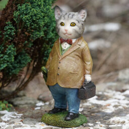 Burgess Tabby Cat Resin Sculpture Home Garden Kitten Statue Outdoor Animal Ornament British Pet Gift - thumbnail 1