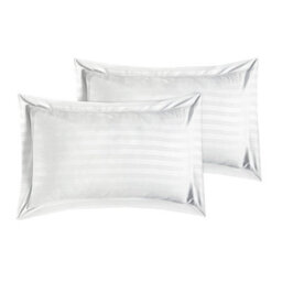 Casabella Satin Stripe Duvet Cover Sets, Double White Bedding With Satin Stripes, Double Duvet Set & Pillowcases - thumbnail 6