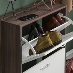 Lassic Vida Designs 2 Drawer Shoe Storage Cabinet Walnut And White - thumbnail 4