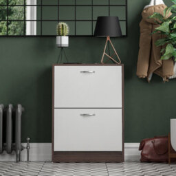 Lassic Vida Designs 2 Drawer Shoe Storage Cabinet Walnut And White - thumbnail 3