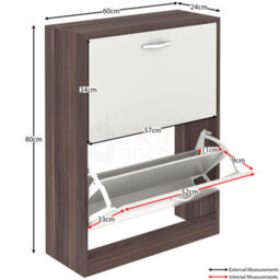 Lassic Vida Designs 2 Drawer Shoe Storage Cabinet Walnut And White - thumbnail 2
