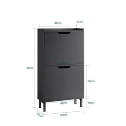 Sobuy Fsr151-Sch, 3 Flip-Drawers Shoe Cabinet Shoe Rack Shoe Storage Cupboard Organizer Unit, Black,w50.3Xd17Xh90.5 - thumbnail 3