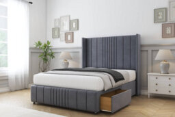 "Sloomy Hargrave Steel Plush Divan Bed Base No Drawers-54"" Wingback Headboard & 12"" Footboard 3' Single" - thumbnail 4