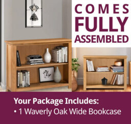 Hallowood Furniture Waverly Oak Wide Bookcase - thumbnail 7