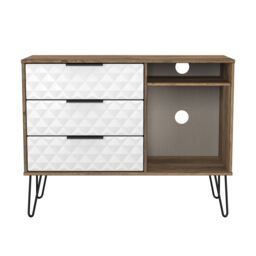 Anzio Matt Vintage Oak Effect Tv Stand With 2 Shelves & 3 Drawers, (H)74.2Cm X (W)96.8Cm X (D)39.2Cm - thumbnail 2