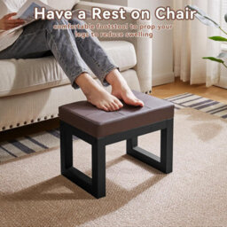 Oira 16 Inch Small Foot Stool Ottoman, Rectangle Pu Faux Leather Foot Rest With Padded Seat And Metal Legs, Modern Ottoman Foot Rest - thumbnail 4
